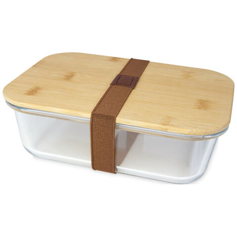 Roby Glas-Brotdose mit Bambusdeckel, natural, transparent klar bedrucken, Art.-Nr. 11327606 Roby Glas-Brotdose mit Bambusdeckel, natural, transparent klar bedrucken, Art.-Nr. 11327606