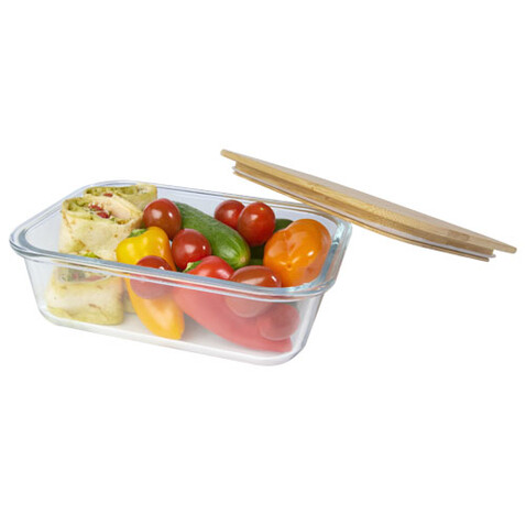 Roby Glas-Brotdose mit Bambusdeckel, natural, transparent klar bedrucken, Art.-Nr. 11327606 Roby Glas-Brotdose mit Bambusdeckel, natural, transparent klar bedrucken, Art.-Nr. 11327606