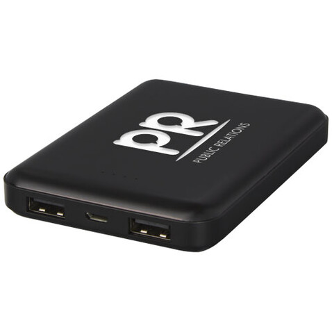 Gleam 5000 mAh ultraflache, Leuchtlogo Powerbank, schwarz bedrucken, Art.-Nr. 12420890
