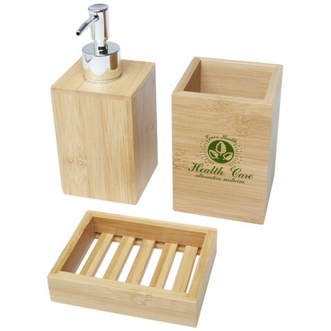 Hedon 3-teiliges Bambus Badezimmer-Set, natural bedrucken, Art.-Nr. 12619506 Hedon 3-teiliges Bambus Badezimmer-Set, natural bedrucken, Art.-Nr. 12619506