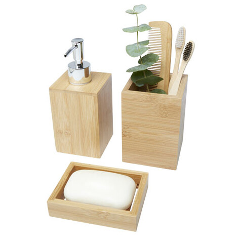 Hedon 3-teiliges Bambus Badezimmer-Set, natural bedrucken, Art.-Nr. 12619506 Hedon 3-teiliges Bambus Badezimmer-Set, natural bedrucken, Art.-Nr. 12619506