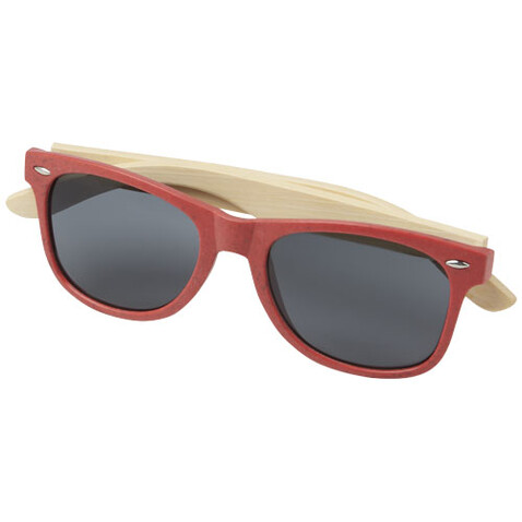Sun Ray Bambus Sonnenbrille, rot bedrucken, Art.-Nr. 12700521