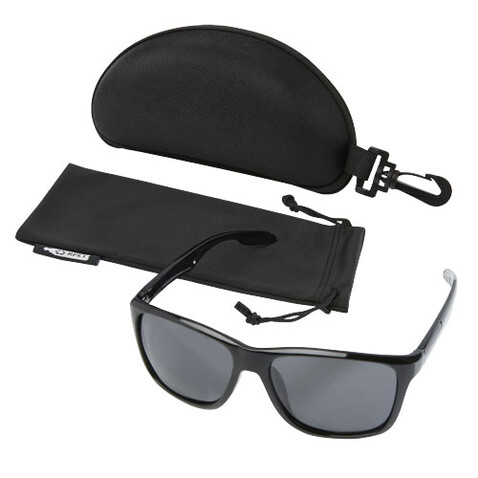 Eiger polarisierte Sonnenbrille mit Etui aus recyceltem Kunststoff, schwarz bedrucken, Art.-Nr. 12702790 Eiger polarisierte Sonnenbrille mit Etui aus recyceltem Kunststoff, schwarz bedrucken, Art.-Nr. 12702790