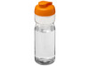 H2O Active® Base Tritan™ 650 ml Sportflasche mit Klappdeckel, transparent klar, orange bedrucken, Art.-Nr. 21043610
