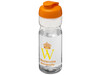 H2O Active® Base Tritan™ 650 ml Sportflasche mit Klappdeckel, transparent klar, orange bedrucken, Art.-Nr. 21043610