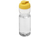 H2O Active® Base Tritan™ 650 ml Sportflasche mit Klappdeckel, transparent klar, gelb bedrucken, Art.-Nr. 21043614