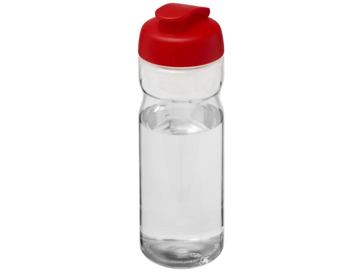 H2O Active® Base Tritan™ 650 ml Sportflasche mit Klappdeckel, transparent klar, rot bedrucken, Art.-Nr. 21043618