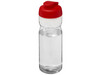 H2O Active® Base Tritan™ 650 ml Sportflasche mit Klappdeckel, transparent klar, rot bedrucken, Art.-Nr. 21043618