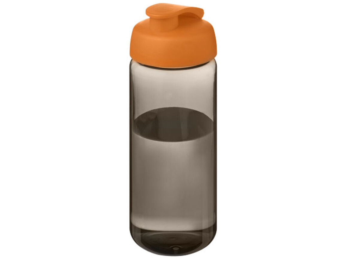 H2O Active® Octave Tritan™ 600-ml-Sportflasche mit Klappdeckel, kohle, orange bedrucken, Art.-Nr. 21044501