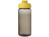H2O Active® Octave Tritan™ 600-ml-Sportflasche mit Klappdeckel, kohle, gelb bedrucken, Art.-Nr. 21044504