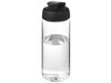 H2O Active® Octave Tritan™ 600-ml-Sportflasche mit Klappdeckel, transparent klar, schwarz bedrucken, Art.-Nr. 21044513