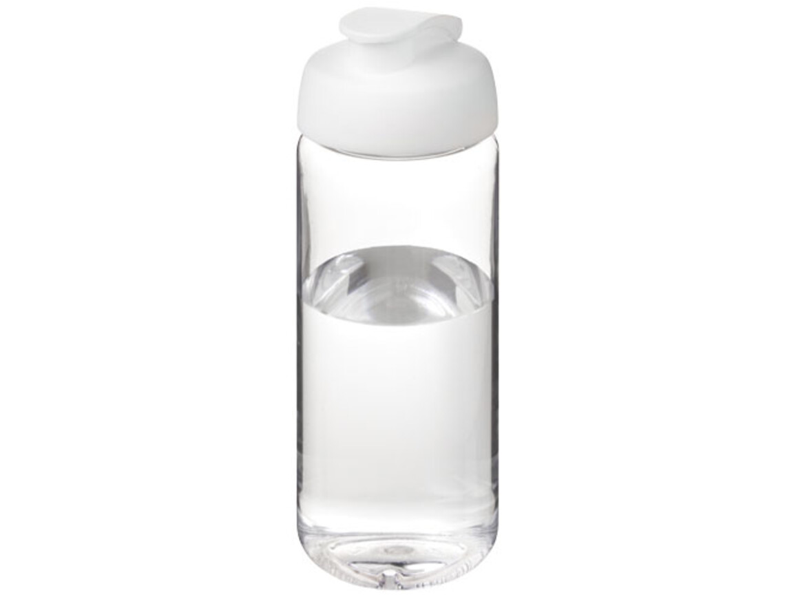 H2O Active® Octave Tritan™ 600-ml-Sportflasche mit Klappdeckel, transparent klar, weiss bedrucken, Art.-Nr. 21044515