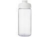H2O Active® Octave Tritan™ 600-ml-Sportflasche mit Klappdeckel, transparent klar, weiss bedrucken, Art.-Nr. 21044515