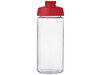 H2O Active® Octave Tritan™ 600-ml-Sportflasche mit Klappdeckel, transparent klar, rot bedrucken, Art.-Nr. 21044518