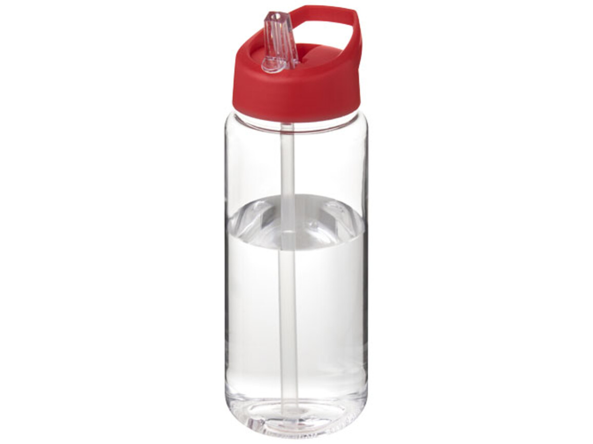 H2O Active® Octave Tritan™ 600 ml Sportflasche mit Ausgussdeckel, transparent klar, rot bedrucken, Art.-Nr. 21044610
