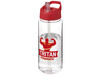 H2O Active® Octave Tritan™ 600 ml Sportflasche mit Ausgussdeckel, transparent klar, rot bedrucken, Art.-Nr. 21044610