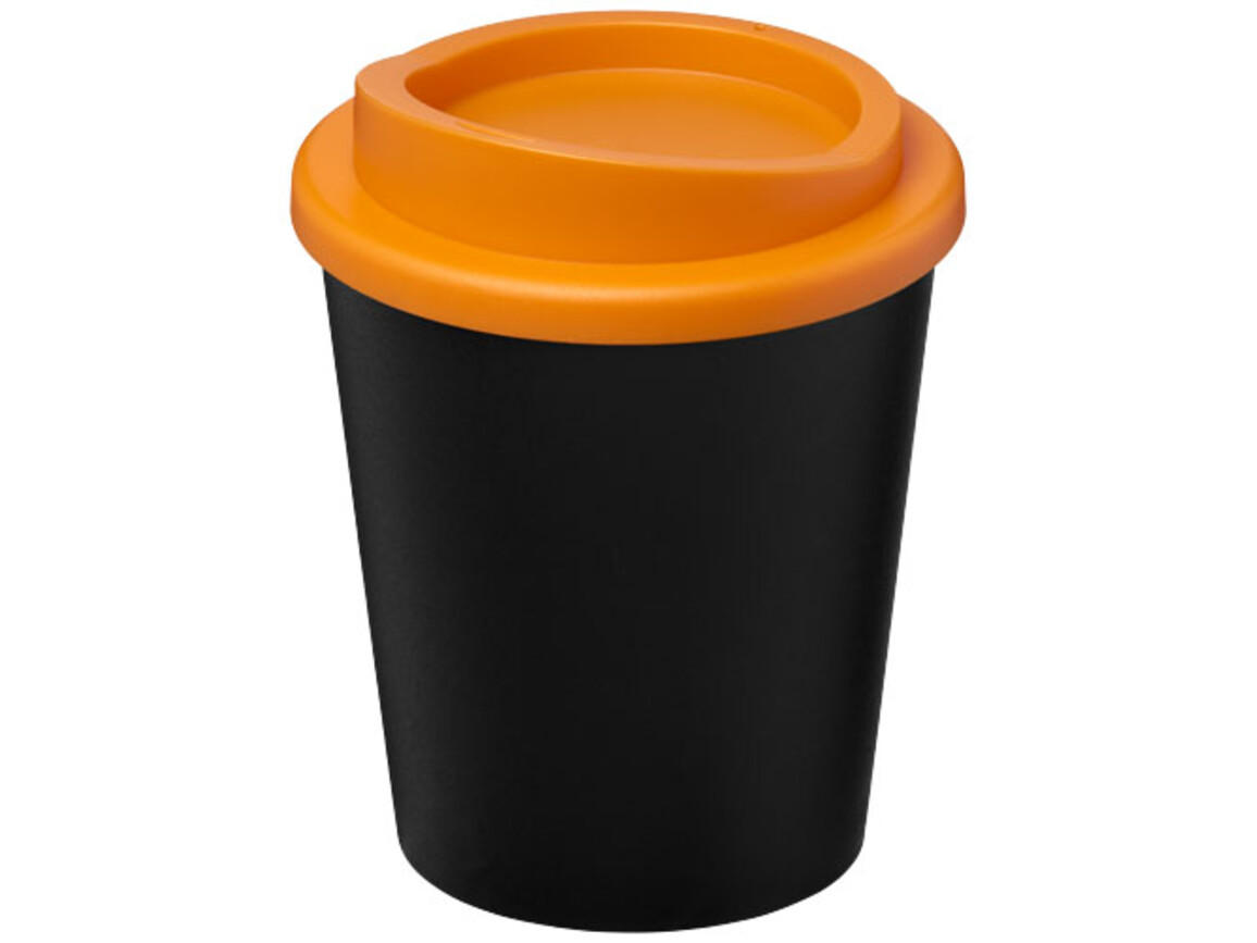 Americano® Espresso Eco 250 ml recycelter Isolierbecher, schwarz, orange bedrucken, Art.-Nr. 21045402