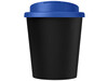 Americano® Espresso Eco 250 ml recycelter Isolierbecher mit auslaufsicherem Deckel, schwarz, mittelblau bedrucken, Art.-Nr. 21045506