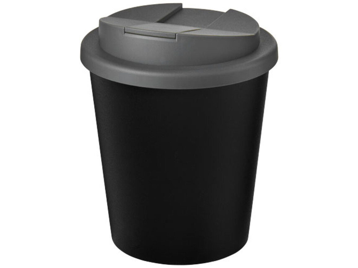 Americano® Espresso Eco 250 ml recycelter Isolierbecher mit auslaufsicherem Deckel, schwarz, grau bedrucken, Art.-Nr. 21045511