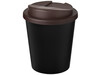 Americano® Espresso Eco 250 ml recycelter Isolierbecher mit auslaufsicherem Deckel, schwarz, braun bedrucken, Art.-Nr. 21045512