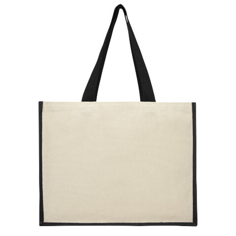 Varai 320 g/m Canvas und Jute Einkaufstasche 23L, schwarz bedrucken, Art.-Nr. 21070190 Varai 320 g/m Canvas und Jute Einkaufstasche 23L, schwarz bedrucken, Art.-Nr. 21070190