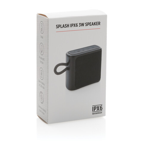 Splash IPX6 3W Lautsprecher schwarz bedrucken, Art.-Nr. P329.321 Splash IPX6 3W Lautsprecher schwarz bedrucken, Art.-Nr. P329.321