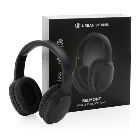 Urban Vitamin Belmont Wireless Kopfhörer schwarz bedrucken, Art.-Nr. P329.761 Urban Vitamin Belmont Wireless Kopfhörer schwarz bedrucken, Art.-Nr. P329.761