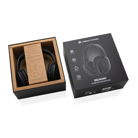 Urban Vitamin Belmont Wireless Kopfhörer schwarz bedrucken, Art.-Nr. P329.761 Urban Vitamin Belmont Wireless Kopfhörer schwarz bedrucken, Art.-Nr. P329.761