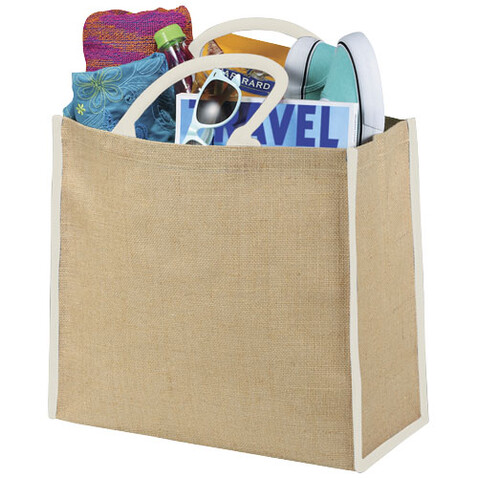 Harry farbige Jute Tragetasche 25L, natur, weiss bedrucken, Art.-Nr. 12018200