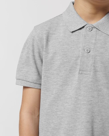 Mini Sprinter - Das Iconic Kinder-Polo - Heather Grey - 9-11/134-146cm bedrucken, Art.-Nr. STPK908C25009