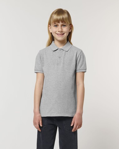 Mini Sprinter - Das Iconic Kinder-Polo - Heather Grey - 9-11/134-146cm bedrucken, Art.-Nr. STPK908C25009