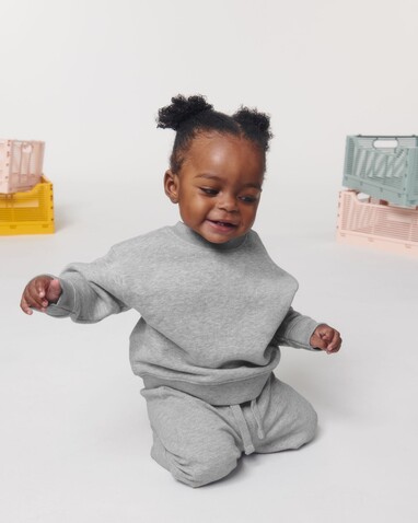 Baby Changer - Das Iconic Baby-Rundhals-Sweatshirt - Heather Grey - 24-36 m/92-98cm bedrucken, Art.-Nr. STSB920C250B5