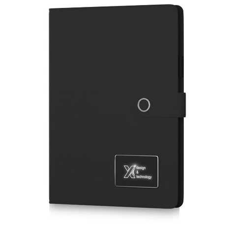 SCX.design O17 A4 Notizbuch Powerbank mit Leuchtlogo, schwarz, weiss bedrucken, Art.-Nr. 1PX01200 SCX.design O17 A4 Notizbuch Powerbank mit Leuchtlogo, schwarz, weiss bedrucken, Art.-Nr. 1PX01200