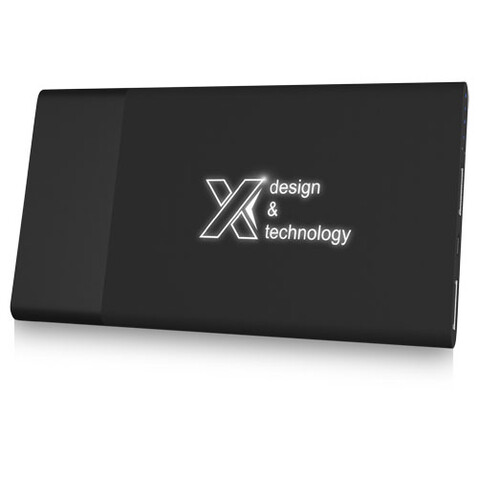 SCX.design P20 5000 mAh Powerbank mit Leuchtlogo, schwarz, weiss bedrucken, Art.-Nr. 1PX01900 SCX.design P20 5000 mAh Powerbank mit Leuchtlogo, schwarz, weiss bedrucken, Art.-Nr. 1PX01900