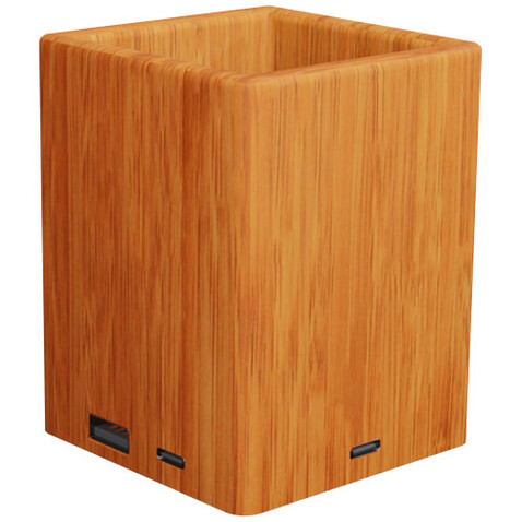 SCX.design O12 Stifthalter aus Holz mit doppeltem USB-Ausgang und Leuchtlogo, holz bedrucken, Art.-Nr. 1PX07771 SCX.design O12 Stifthalter aus Holz mit doppeltem USB-Ausgang und Leuchtlogo, holz bedrucken, Art.-Nr. 1PX07771