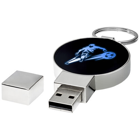 Runder Light Up USB Stick, blau, schwarz, silber, 1GB bedrucken, Art.-Nr. 1Z48352D Runder Light Up USB Stick, blau, schwarz, silber, 1GB bedrucken, Art.-Nr. 1Z48352D