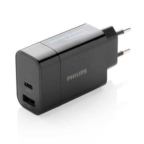 Philips Ultra Fast PD Wall-Charger schwarz bedrucken, Art.-Nr. P301.081 Philips Ultra Fast PD Wall-Charger schwarz bedrucken, Art.-Nr. P301.081