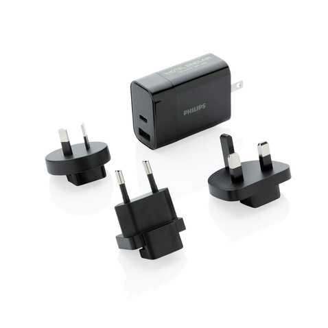 Philips Ultra Fast PD Travel-Charger schwarz bedrucken, Art.-Nr. P301.181 Philips Ultra Fast PD Travel-Charger schwarz bedrucken, Art.-Nr. P301.181