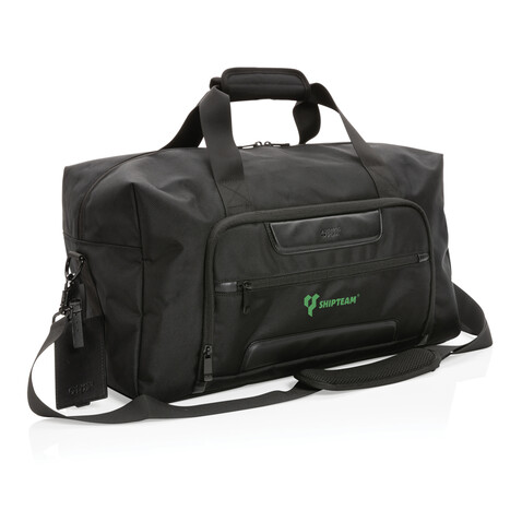 Swiss Peak AWARE™ RPET Voyager Wochenendtasche schwarz bedrucken, Art.-Nr. P707.121