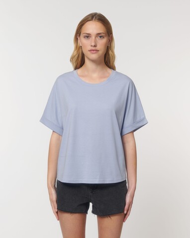Stella Collider - Das Oversized Damen-T-Shirt mit gekrempelten Ärmeln - Serene Blue - XL bedrucken, Art.-Nr. STTW089C0571X