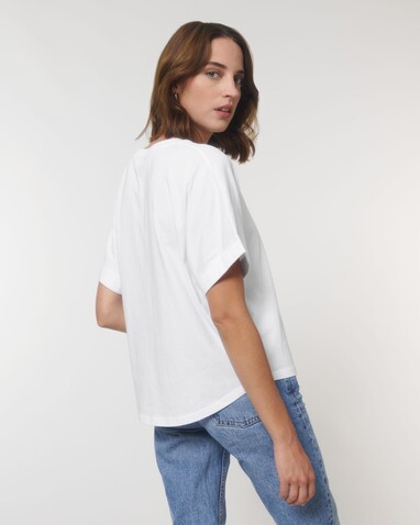 Stella Collider - Das Oversized Damen-T-Shirt mit gekrempelten Ärmeln - White - M bedrucken, Art.-Nr. STTW089C0011M