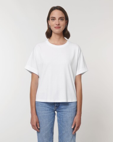 Stella Collider - Das Oversized Damen-T-Shirt mit gekrempelten Ärmeln - White - XL bedrucken, Art.-Nr. STTW089C0011X