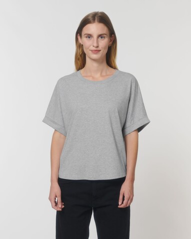 Stella Collider - Das Oversized Damen-T-Shirt mit gekrempelten Ärmeln - Heather Grey - XXL bedrucken, Art.-Nr. STTW089C2502X Stella Collider - Das Oversized Damen-T-Shirt mit gekrempelten Ärmeln - Heather Grey - XXL bedrucken, Art.-Nr. STTW089C2502X