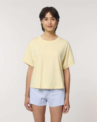 Stella Collider - Das Oversized Damen-T-Shirt mit gekrempelten Ärmeln - Butter - M bedrucken, Art.-Nr. STTW089C0781M