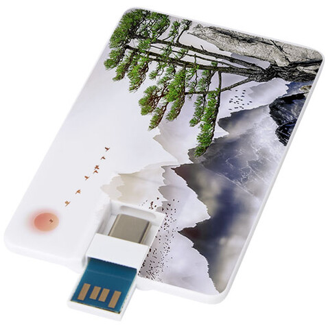 Duo slim 32 GB USB-Stick mit Typ-C und USB-A 3.0, weiss bedrucken, Art.-Nr. 12374901