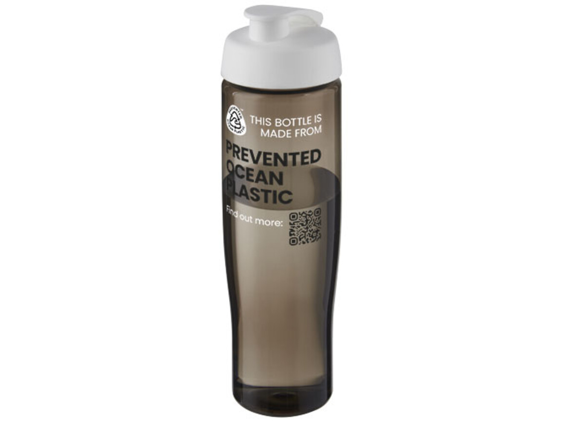 H2O Active® Eco Tempo 700 ml Sportflasche mit Klappdeckel, weiss, kohle bedrucken, Art.-Nr. 21044801