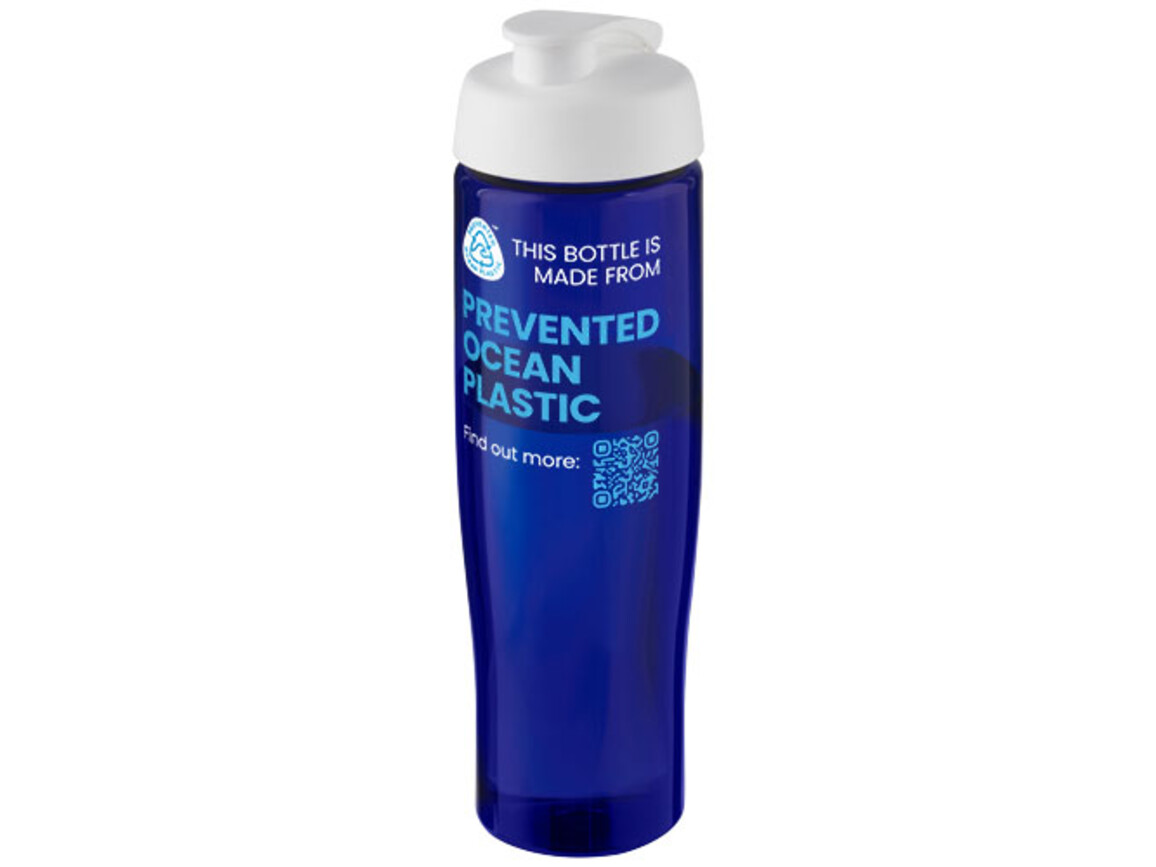 H2O Active® Eco Tempo 700 ml Sportflasche mit Klappdeckel, weiss, blau bedrucken, Art.-Nr. 21044803