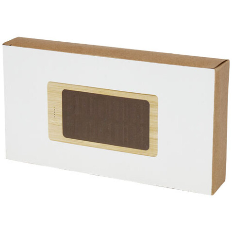 Alata 8000 mAh Bambus Solar-Powerbank, beige bedrucken, Art.-Nr. 12425702