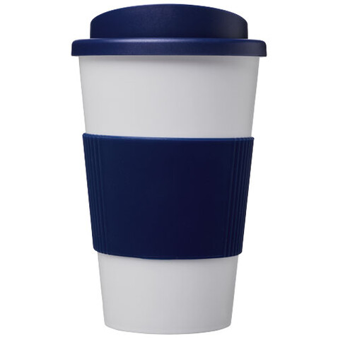 Americano® 350 ml Isolierbecher mit Schutzring, blau, weiss bedrucken, Art.-Nr. 22000298