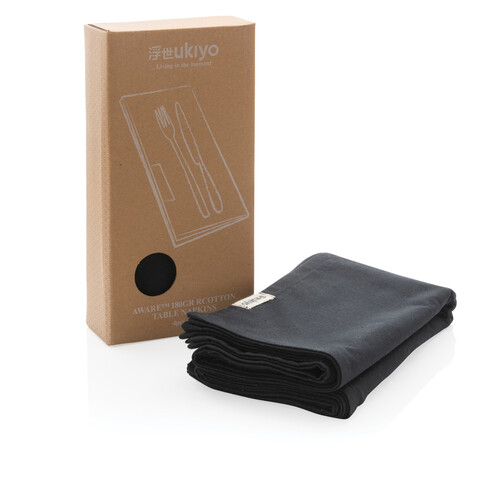 Ukiyo Aware™ 180gr rCotton 4-tlg. Servietten-Set schwarz bedrucken, Art.-Nr. P261.251 Ukiyo Aware™ 180gr rCotton 4-tlg. Servietten-Set schwarz bedrucken, Art.-Nr. P261.251